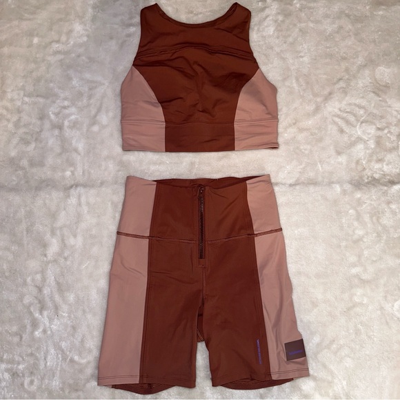 Lululemon Hike to Swim Bra & Biker Short 2-Piece Set Ancient Copper & Pink Clay - Picture 8 of 16
